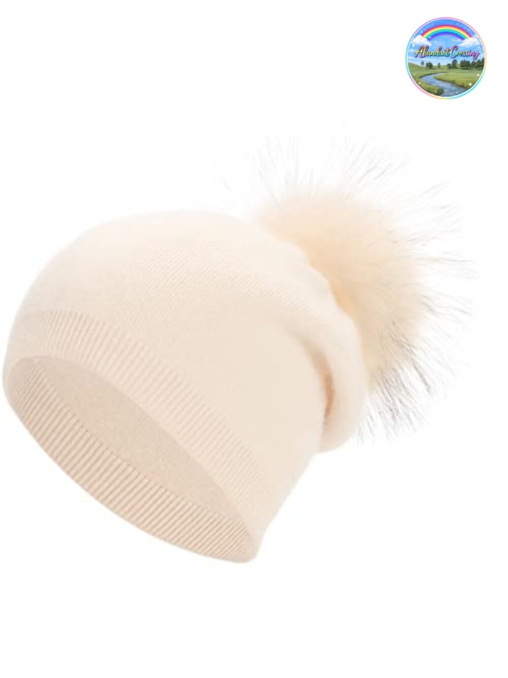 Double Layer Slouchy Beanie Genuine Raccoon Fur Pom Pom Winter Hat
